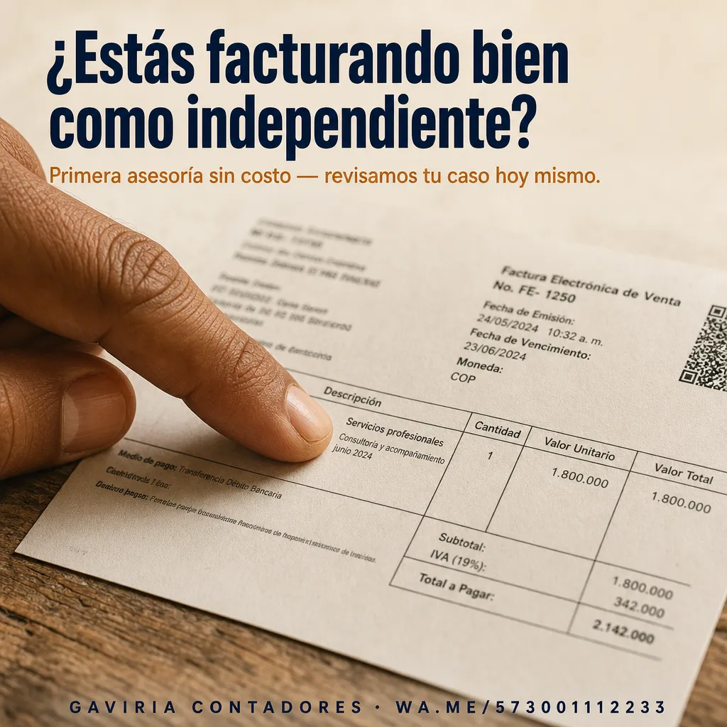 Anuncio de ejemplo para Gaviria Contadores: ¿Estás facturando bien como independiente?