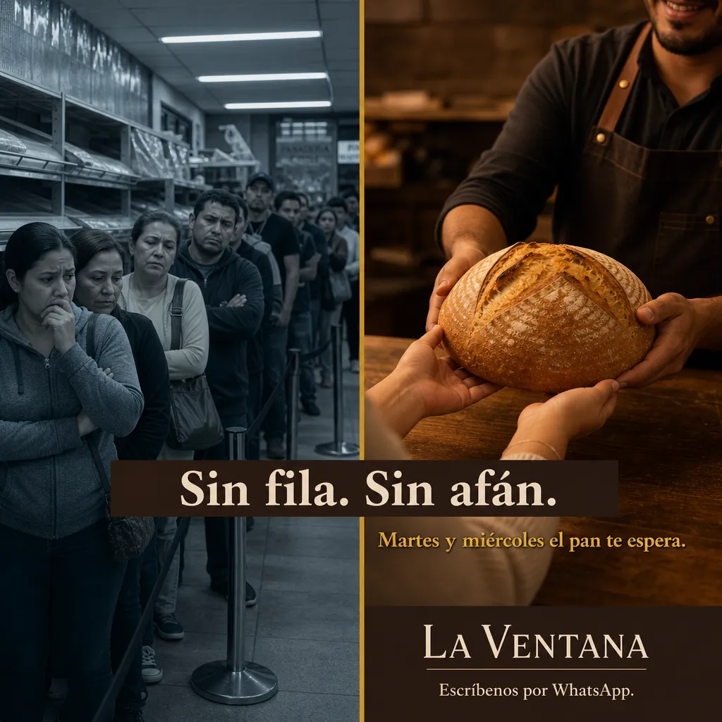 Anuncio de ejemplo para Panadería La Ventana: Sin fila. Sin afán.