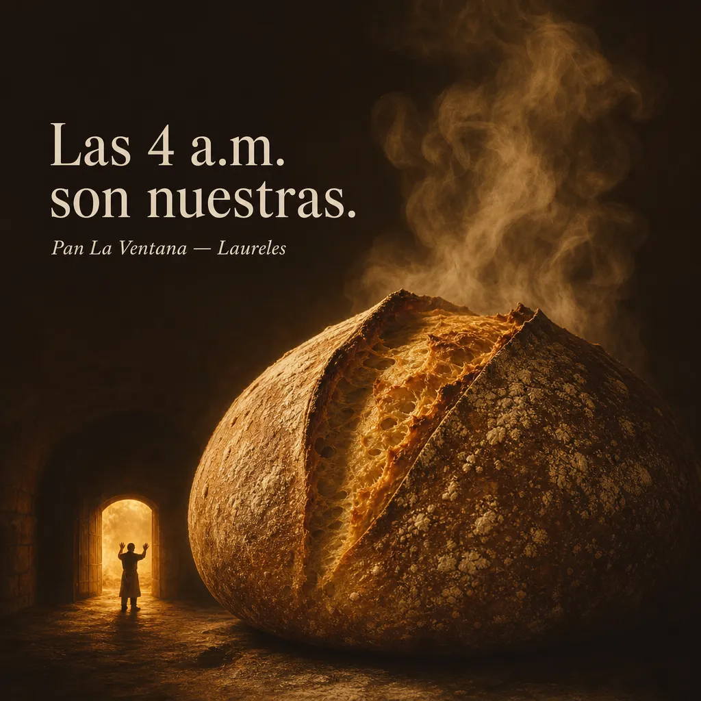 Anuncio de ejemplo para Panadería La Ventana: Las 4 a.m. son nuestras.